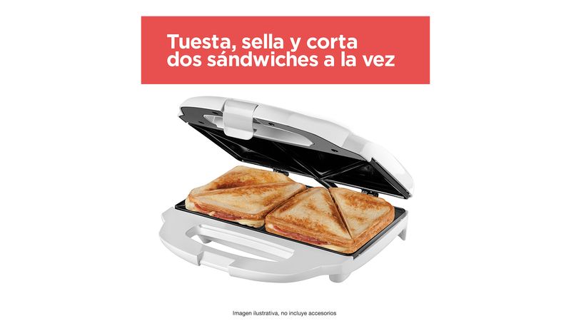 Sandwichera Black Decker 2 Porciones a la vez Tuesta sella y