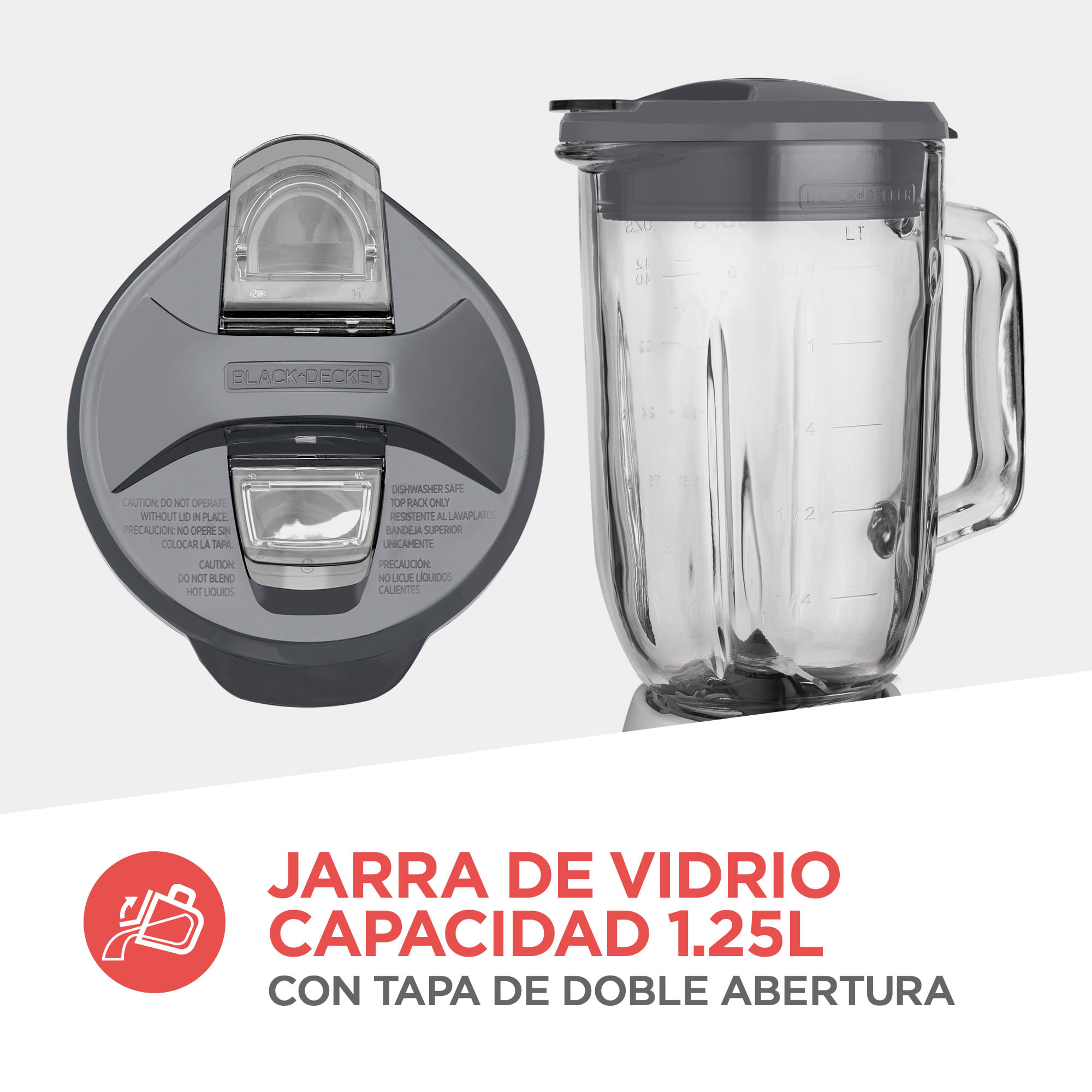 Licuadora Black Decker Base metal 10 Velocidades Jarra vidrio