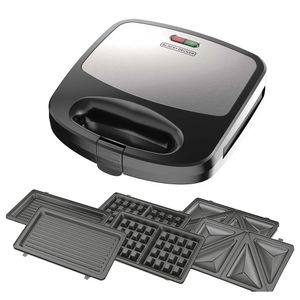 Waflera Black+Decker 3 en 1 Waffles, Sandwichera y Parrilla WM2000S-LA